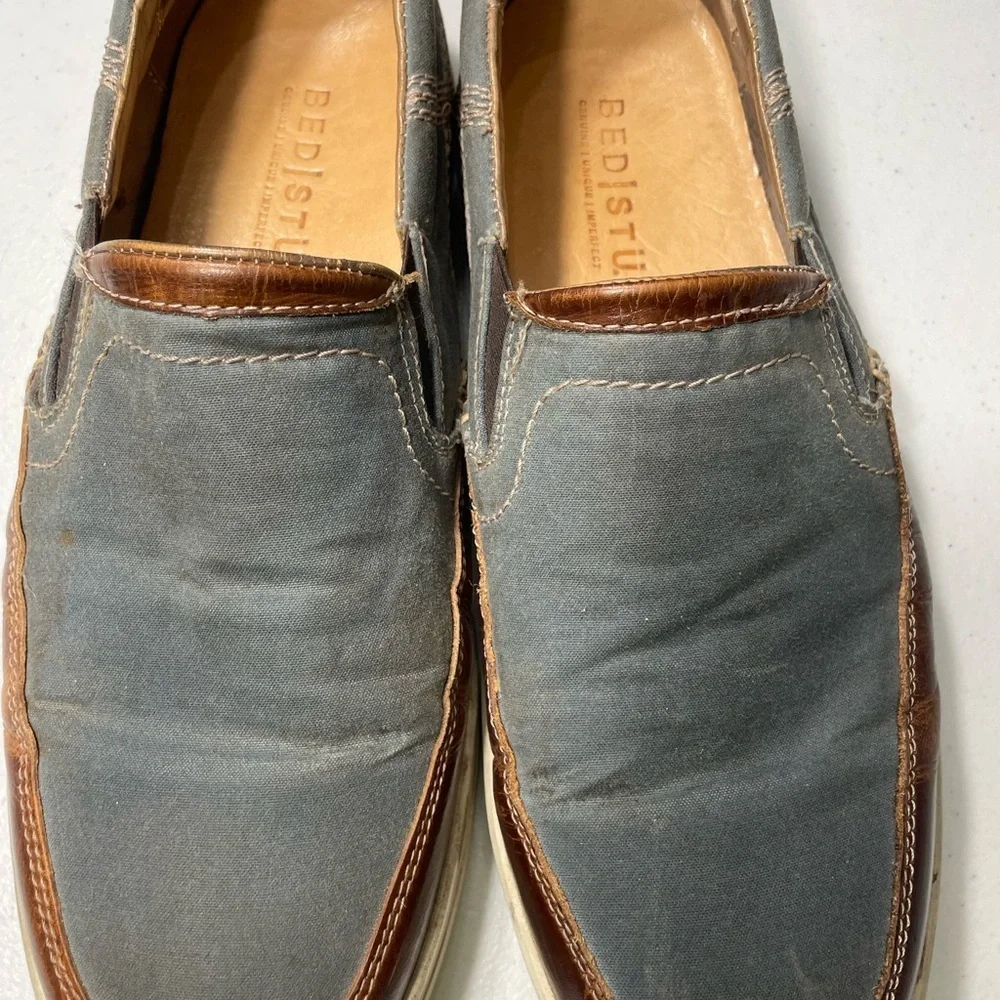 BED|STU Men's Blue and Brown Slip-On Loafers Distressed Size 9.5 SB 70